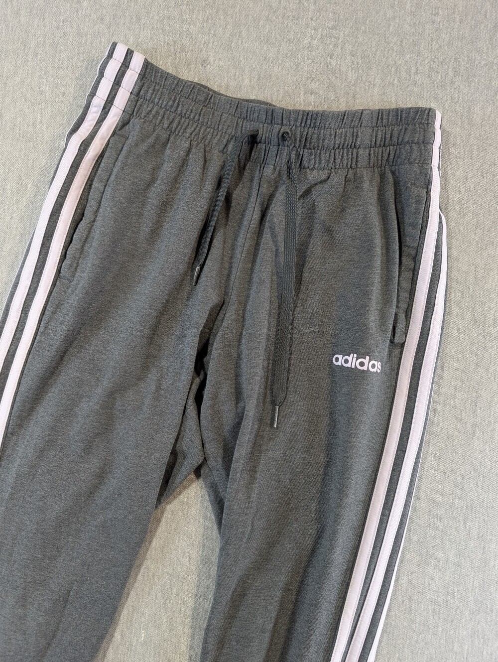 Adidas Classic 3 Stripe Joggers Women's XS Grey Pink Elastic Waistband